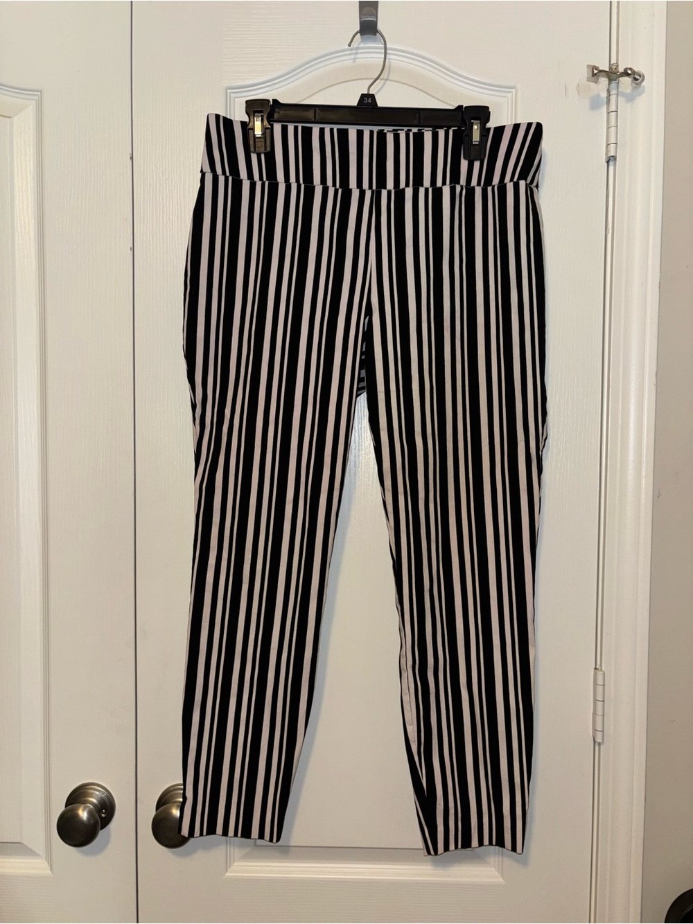 Black and white striped pants